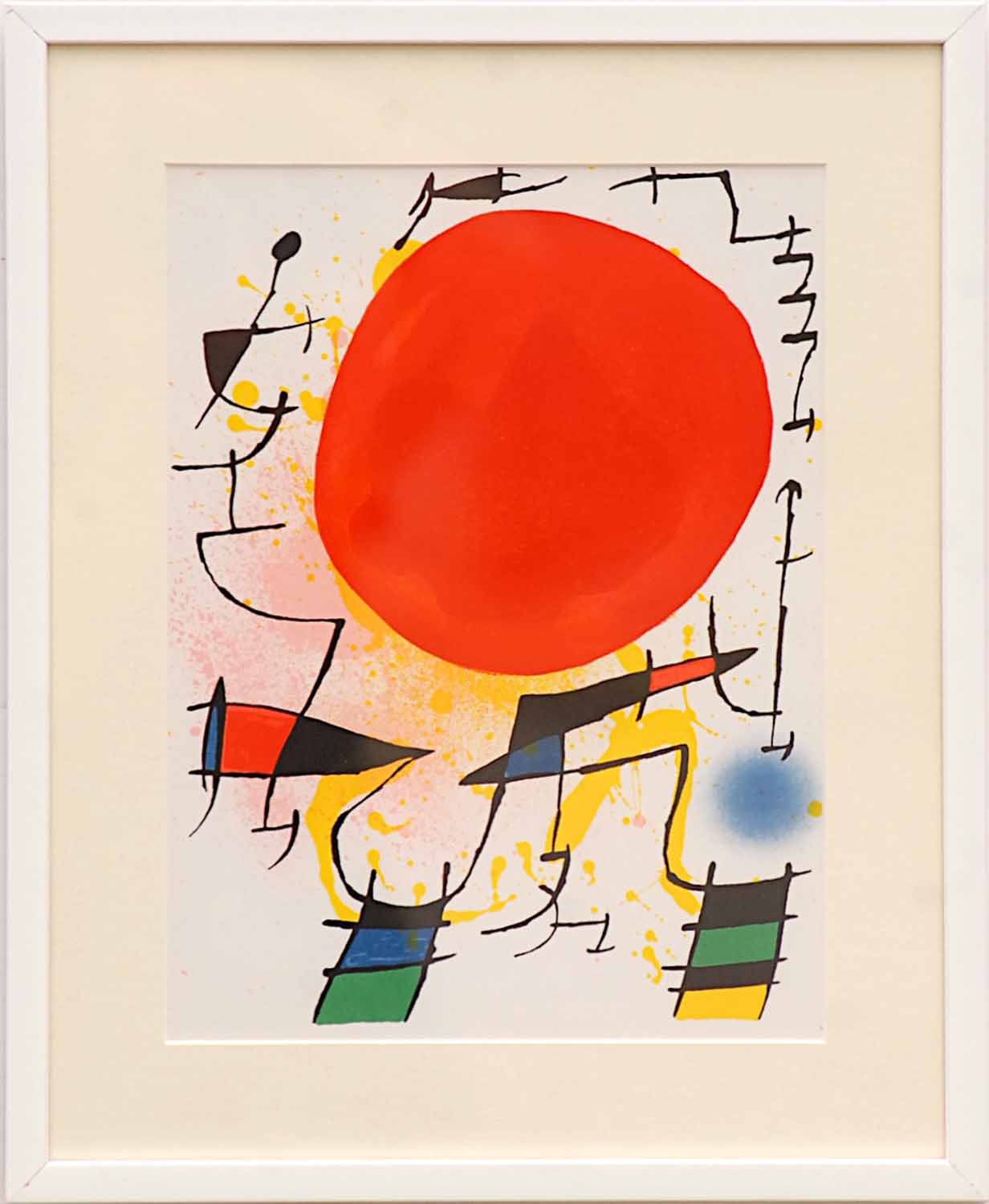 JOAN MIRO, 'Red sun' printed by Mourlot, original lithograph 1972, 32cm x 24cm.