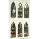 GARDEN WALL ACCENT MIRRORS, a set of six, French style, 62cm x 20cm.
