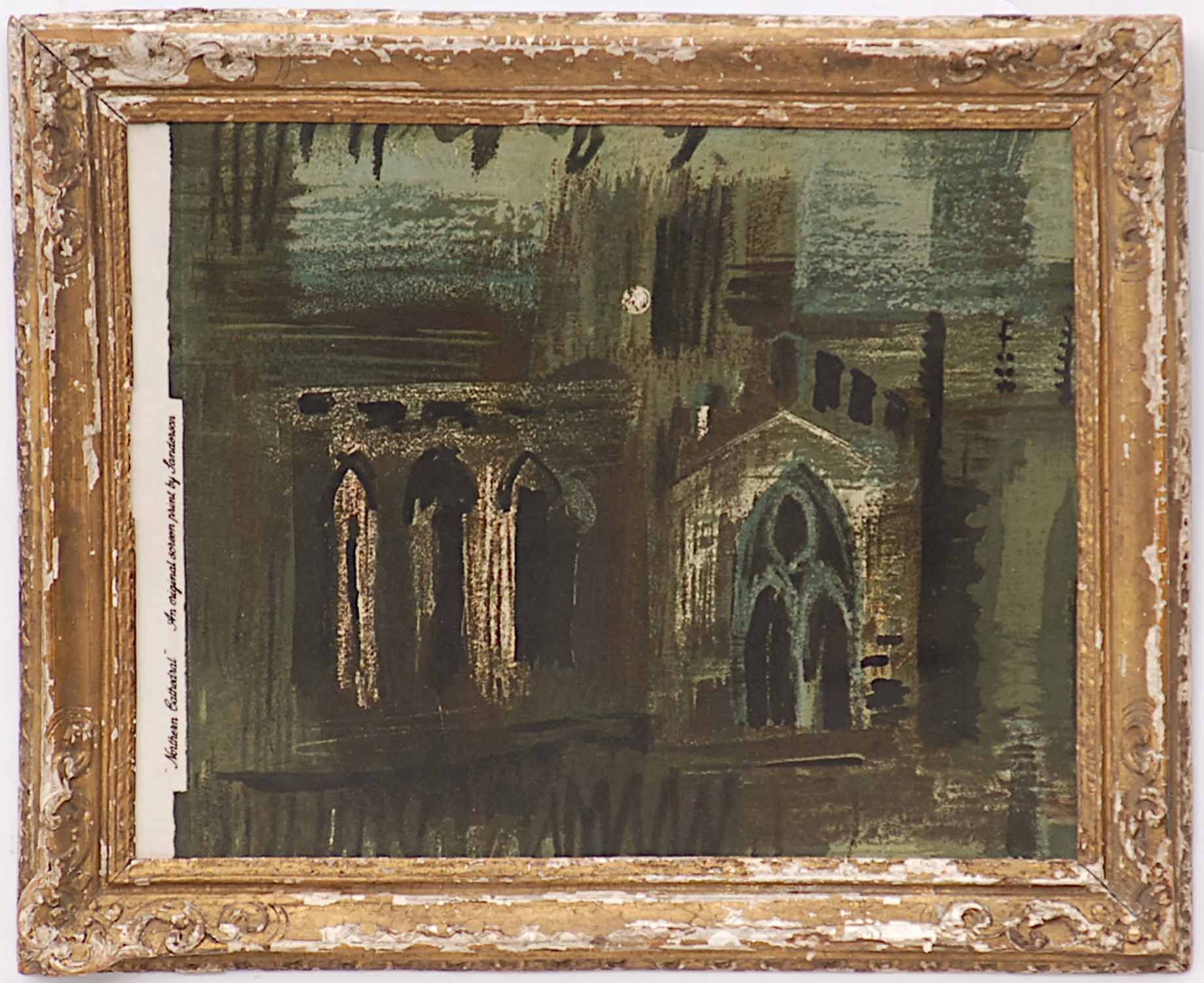 JOHN PIPER, 'Northern cathedral', screenprint fabric by Sanderson, 1960, 49cm x 63cm.