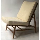 ERCOL CHAIR, 1960's patent Ercol model 427 beech framed lounge chair, 54cm W.