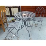 TERRACE DINING SET, French Provincial style design, including a table and two chairs, 93cm H,