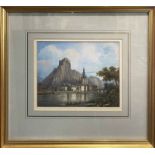 MID 19th CENTURY FRENCH SCHOOL 'Dinant on the River Meuse', gouache, 19cm x 24cm, framed.