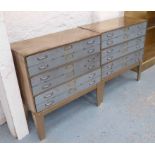 CHEST OF DRAWERS, a pair, industrial style, with gilt detail, 71cm x 32cm x 75cm.