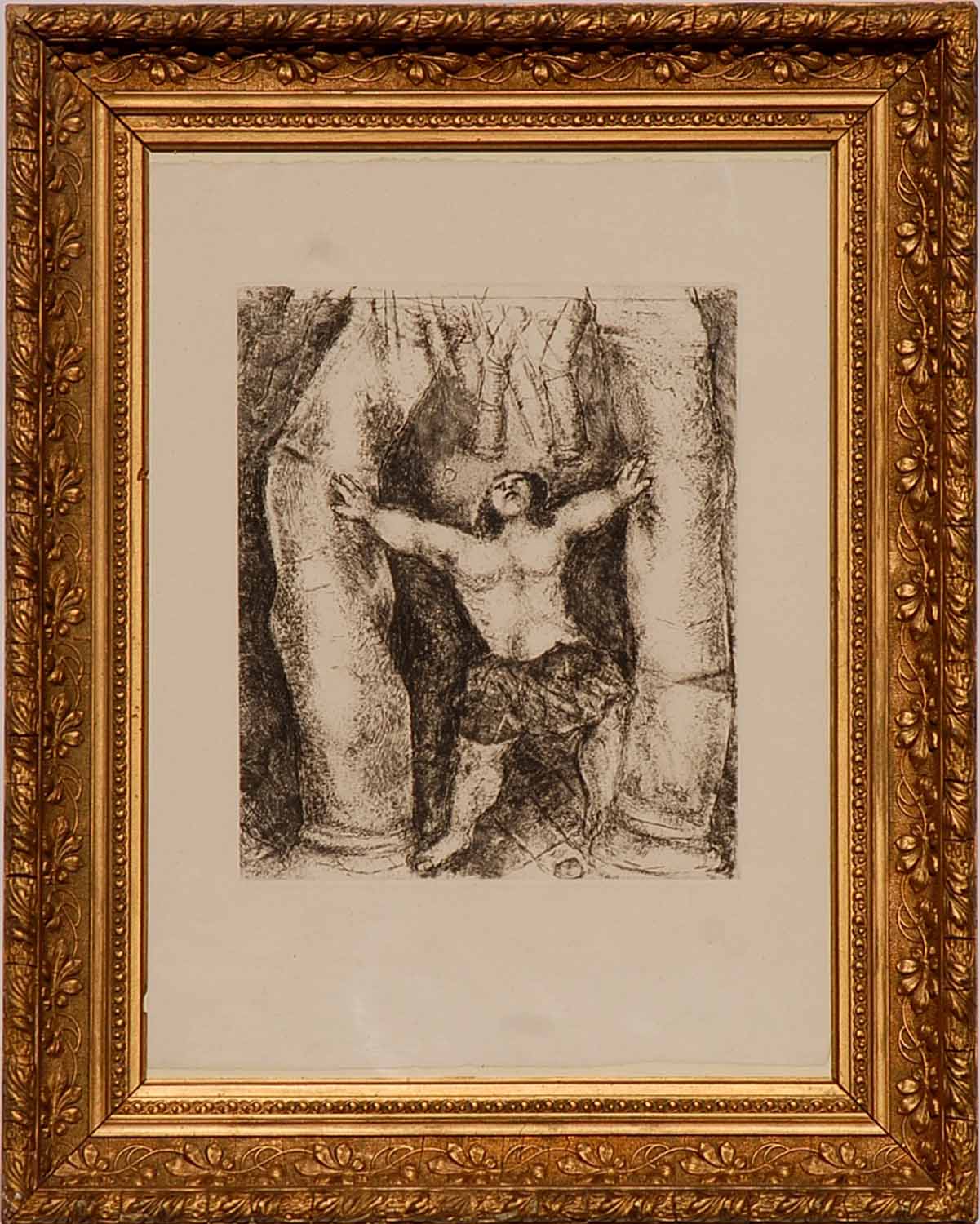 MARC CHAGALL 'SAMSON', 1956, etching 46cm x 34cm, Bible suite, framed.