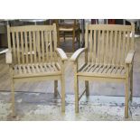 GARDEN ARMCHAIRS, a pair, grey painted, 61cm W.