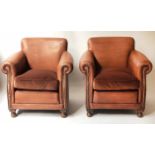 CLUB ARMCHAIRS, a pair,