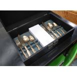 CUTLERY SET, gilt flatwear, boxed, 41cm x 27cm x 12cm.