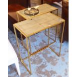 SIDE TABLES, a pair, 1960's French style gilt metal framed with mirrored tops, 56cm x 30cm x 66.