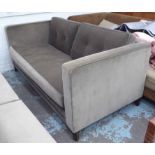 SOFA, 1960's Italian style grey velvet with piping finish and buttoned back detail, 195cm W.