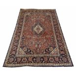 ANTIQUE KASHAN RUG, 197cm x 132cm,