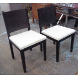 DINING CHAIRS, a set of six, contemporary with white fabric seats, 85cm H.