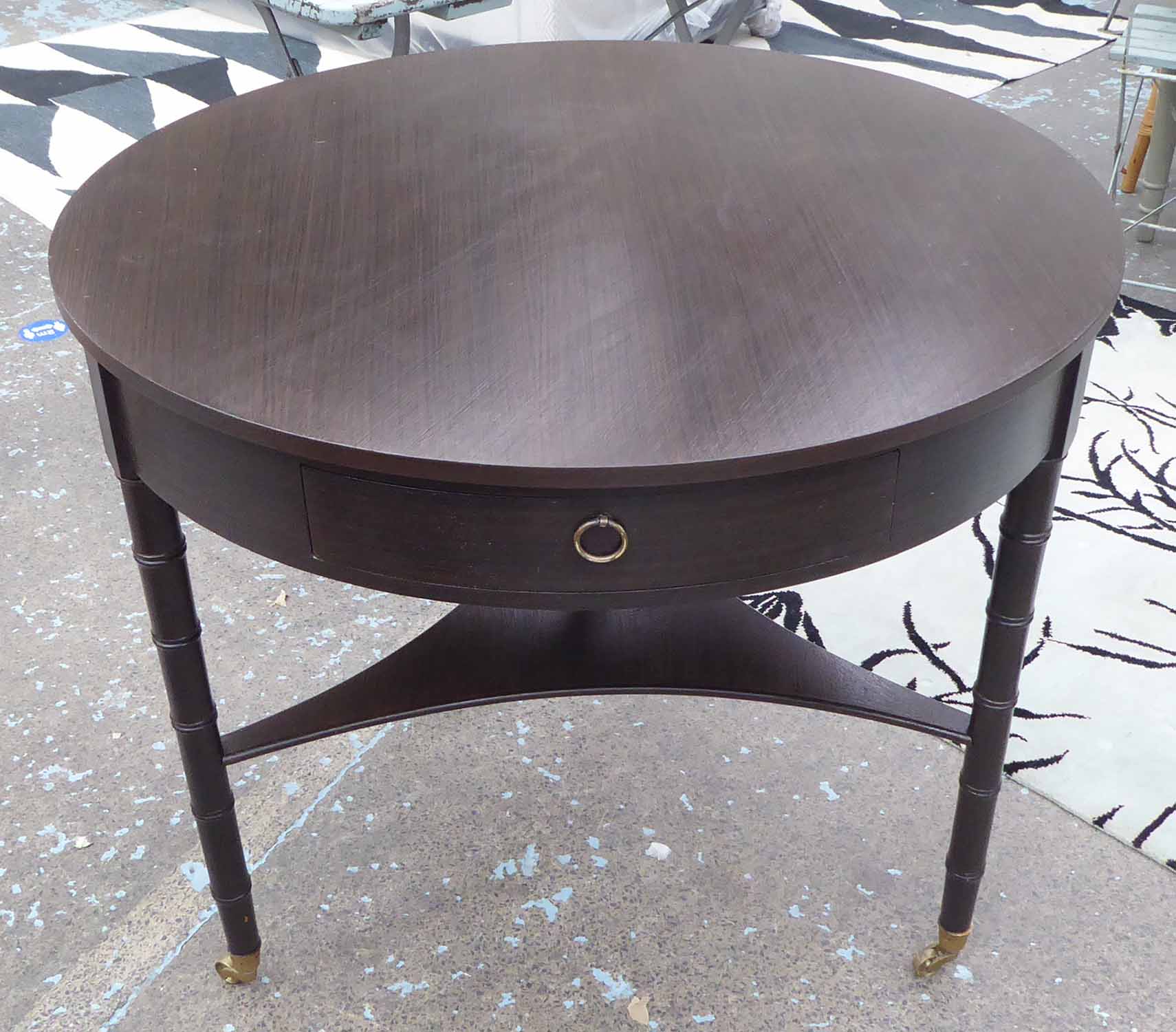 CENTRE TABLE, Regency style, with a frieze drawer and faux bamboo legs, with undertier,