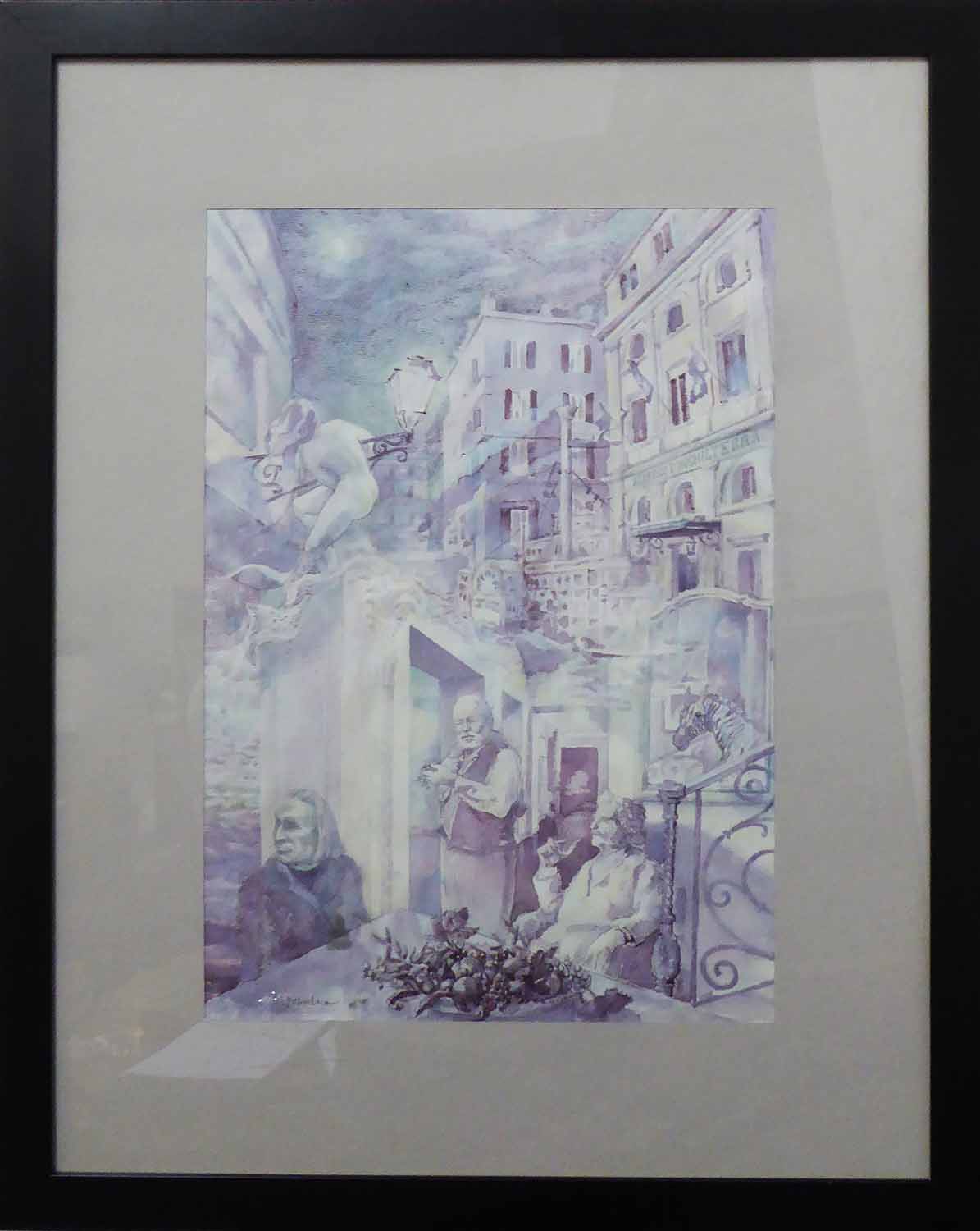 SOLIMA 'Albergo Inghilterra', watercolour, signed lower left, 45cm x 30cm, framed and glazed. - Image 2 of 2