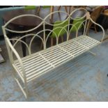 GARDEN BENCH, Regency style cream paint finish, 163cm x 42cm x 93cm H.