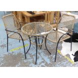 TERRACE BISTRO SET, 1970's Italian style, including two chairs and table, faux rattan finish,