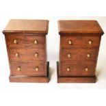 BEDSIDE CHESTS, a pair, Victorian pollard oak, each adapted with three drawers,