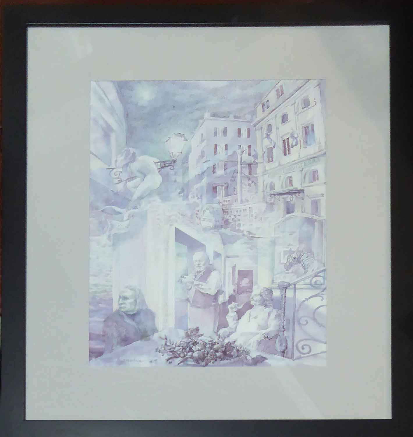 SOLIMA 'Albergo Inghilterra', watercolour, signed lower left, 45cm x 30cm, framed and glazed.