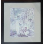 SOLIMA 'Albergo Inghilterra', watercolour, signed lower left, 45cm x 30cm, framed and glazed.