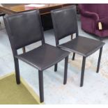 DINING CHAIRS, a set of four, contemporary black leathered finish, 87cm H.