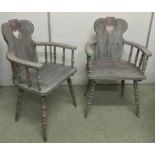 PAINTED ARMCHAIRS, a pair,