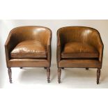 LIBRARY ARMCHAIRS, a pair,