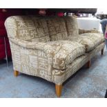 PETER DUDGEON SOFA, upholstered in hieroglyph patterned fabric, 210cm W approx.