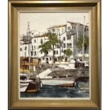 BERNARD DUFOUR (1922-2016 France), 'Puerto Banus, Marbella', acrylic on board, 45cm x 37cm,