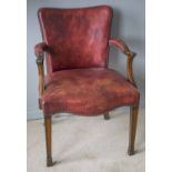 DESK CHAIR, George III style mahogany in close nailed red leather, 62cm W.