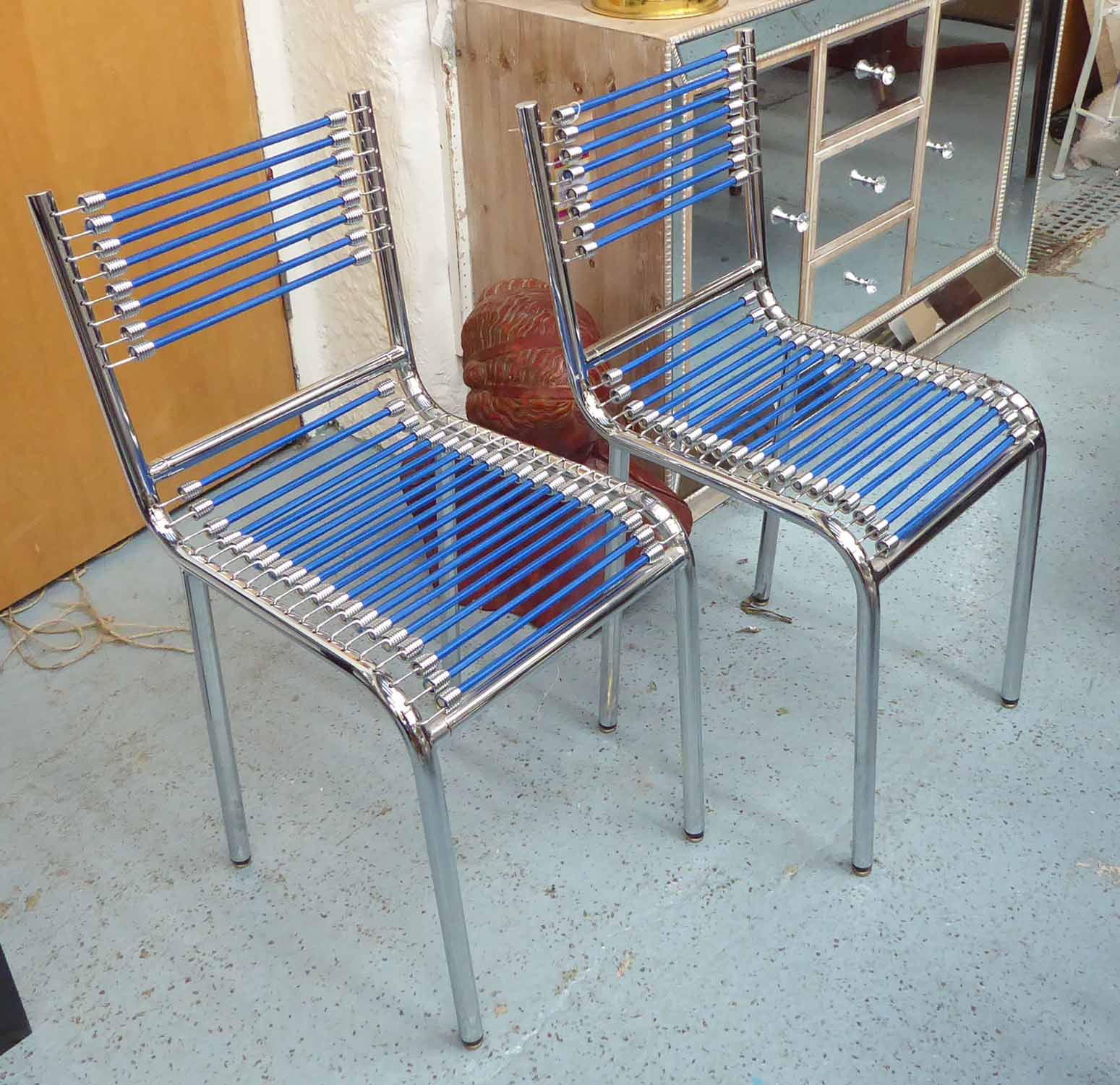 AFTER RENÈ HERBST 101 STYLE CHAIRS, a pair, 84cm H.