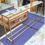 CONSOLE TABLE, 1960's French style, mirrored top, 152cm x 78cm x 26cm.