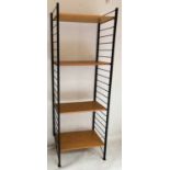 LADDERAX, single section, with black 'ladder' uprights and four adjustable shelves,
