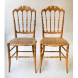 CHIAVARI SALON/SIDE CHAIRS, a pair, 19th century Italian fruitwood,