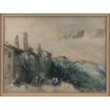 LEWIS CHARLES POWLES - RBA (1860-1942) 'San Gimignano', watercolour, 18cm x 25cm, signed.
