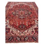 ANTIQUE HERIZ CARPET, 392cm x 293cm, traditional Serapi design.