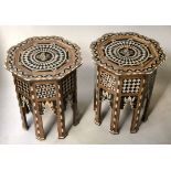 MOORISH LAMP TABLES, a pair,