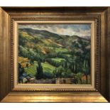 JOAN PORTET (Spanish 20th century) 'Landscape', oil on canvas, 37cm x 45cm, framed.