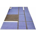 KILIM CARPET, contemporary design, blue and black with accent of white, 281cm x 210cm.