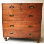 ARMY & NAVY CAMPAIGN CHEST, 19th century, teak and gilt metal mounted, in two sections,