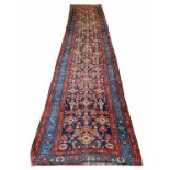 ANTIQUE NORTH WEST PERSIAN LONG RUNNER, 495cm x 110cm, Herati design,