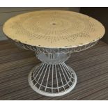CAP D'AIL GARDEN TABLE, by Mathieu Mategot French 1950's white lacquered metal with perforated top,