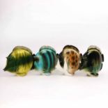 LOMONOSOV (USSR), 'Butterfly fish', a set of four, porcelain in polychrome glaze, 18.5cm H.