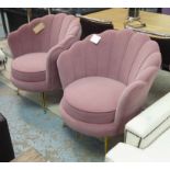 SIDE CHAIRS, a pair, French Art Deco style, dusty pink finish, 80cm x 52cm x 82cm H.
