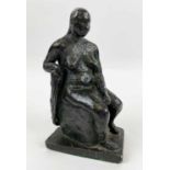 MANNER OF FRANK DOBSON (1888-1963), plaster figurative sculpture of a seated nude. 22cm H.