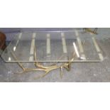 FONDICA CO ART, antler table, with perspex top, 100cm x 60cm x 38cm.