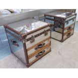 ANDREW MARTIN LIVINGSTONE STEAMER TRUNKS, a pair, 59cm x 59cm x 60cm.