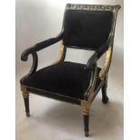 LIBRARY ARMCHAIR, Regency style in the manner of Thomas Hope,