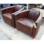 FLIGHT COMMANDER'S CLUB CHAIRS, a pair, 72cm H.