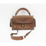 CHLOÉ SHOULDER/CROSSBODY HANDBAG, brown crocodile effect with single top handle,