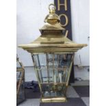 CHARLES EDWARDS HANGING CUPOLA LANTERN, brass with bevelled glass, 123cm H x 69cm W x 69cm D.