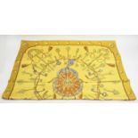 HERMÈS SCARF, 'Les clefs' of 'The keys', by Caty Latham, gold and yellow,